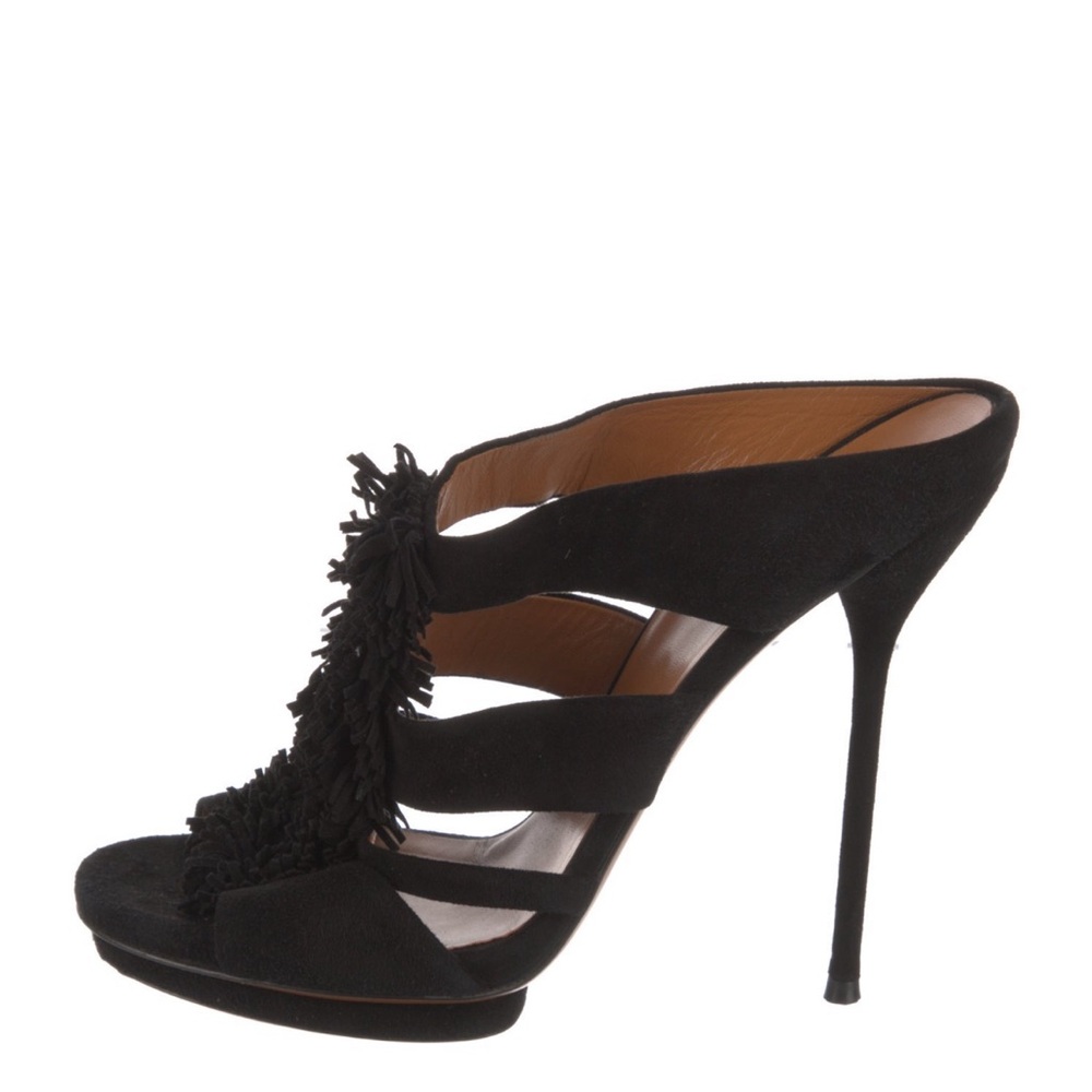Gucci Suede Stiletto Heels with Fringe Detail